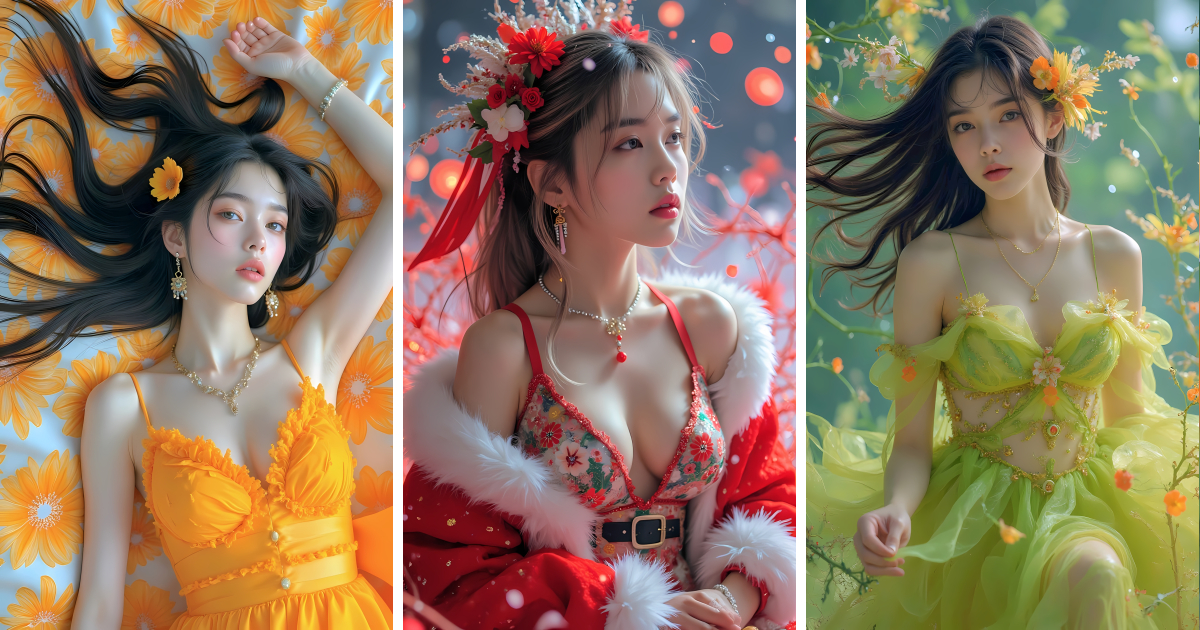 Beautiful AI Girls in Fantasy Dress Wallpaper - Aivana